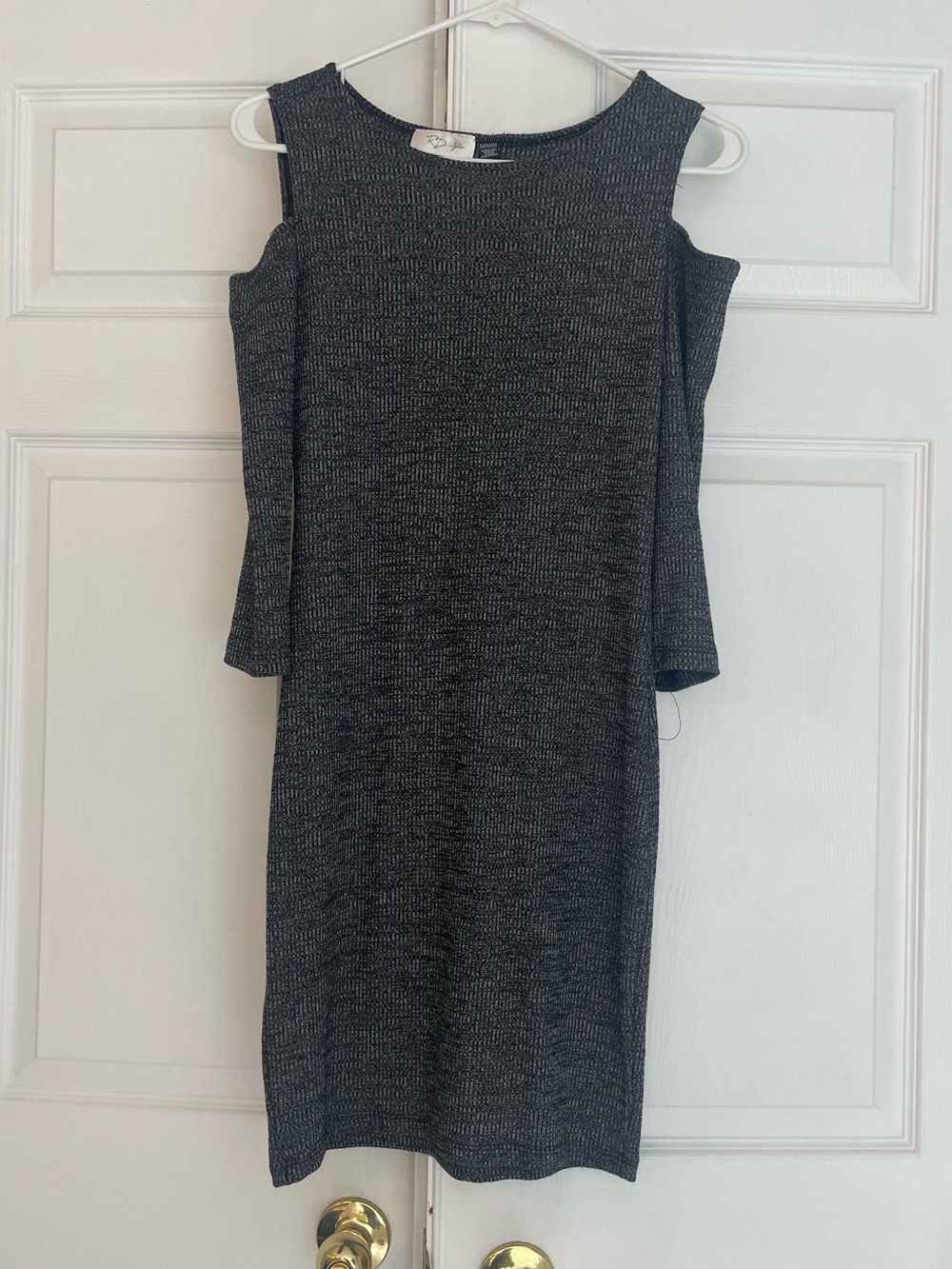 RD Style Charcoal Cold-Shoulder Midi Dress